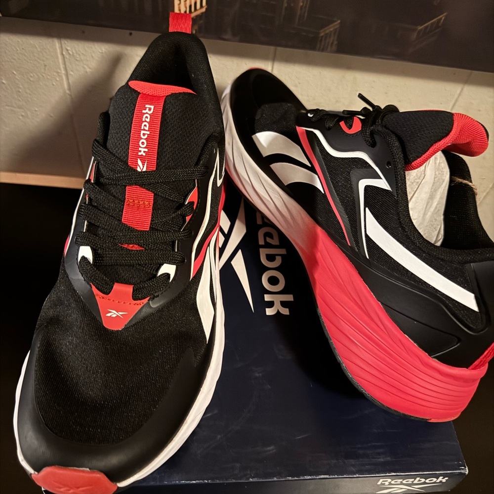 Reebok Black and Red Athletic Sneakers